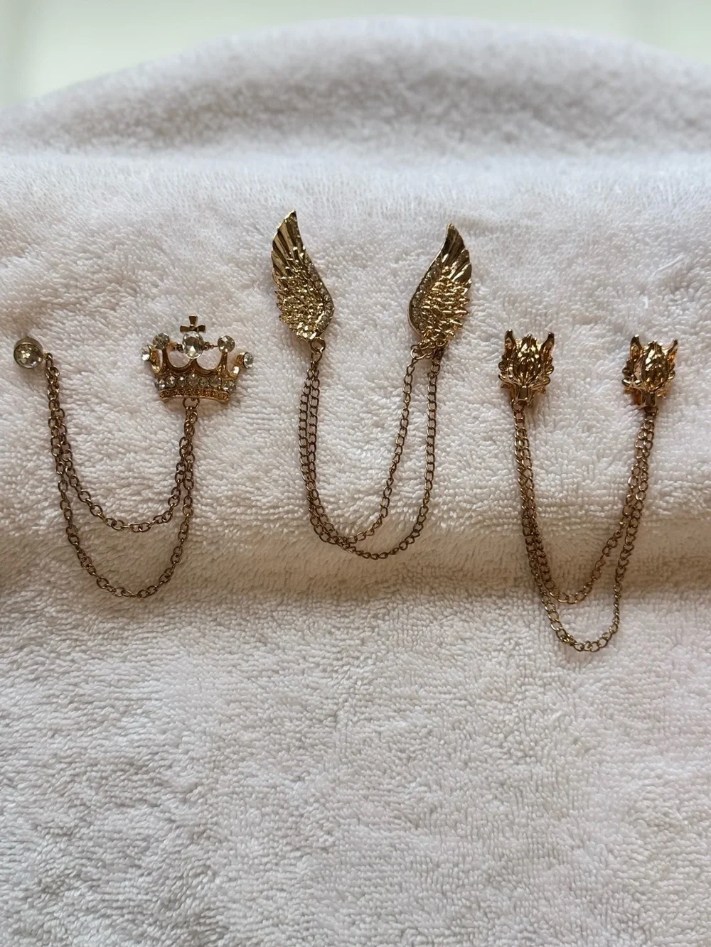 Suit Pins | Wing, Crown & Wolf Double Lapel Chains
